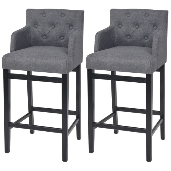 vidaXL Bar Stools 2 pcs Dark Grey Fabric