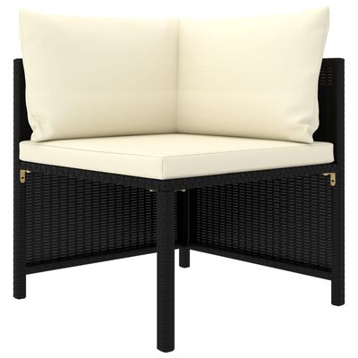vidaXL 5 Piece Garden Sofa Set with Cushions Black Poly Rattan