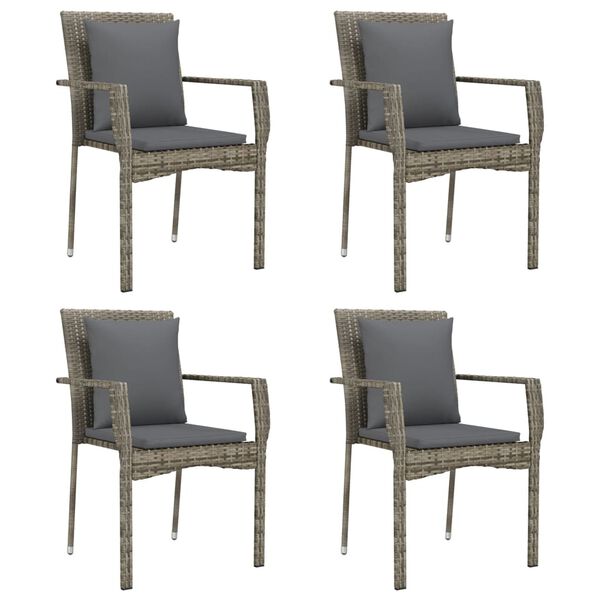 vidaXL Garden Chairs with Cushions 4 pcs Poly Rattan Grey