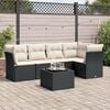 vidaXL 6 Piece Garden Sofa Set with Cushions Black Poly Rattan