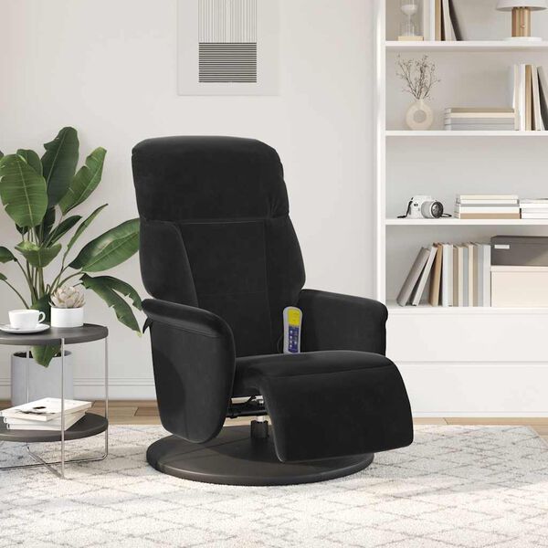 vidaXL Massage Recliner Chair with Footrest Black Velvet