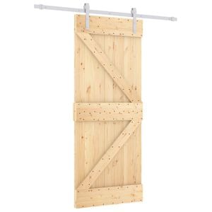 vidaXL Sliding Door Natural and White 80 x 210 cm Solid Pine Wood
