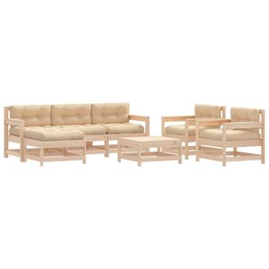 vidaXL 7 Piece Garden Lounge Set with Cushions Solid Wood