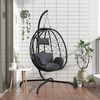 vidaXL Hanging Egg Chair with Cushion Anthracite Poly Rattan&Steel