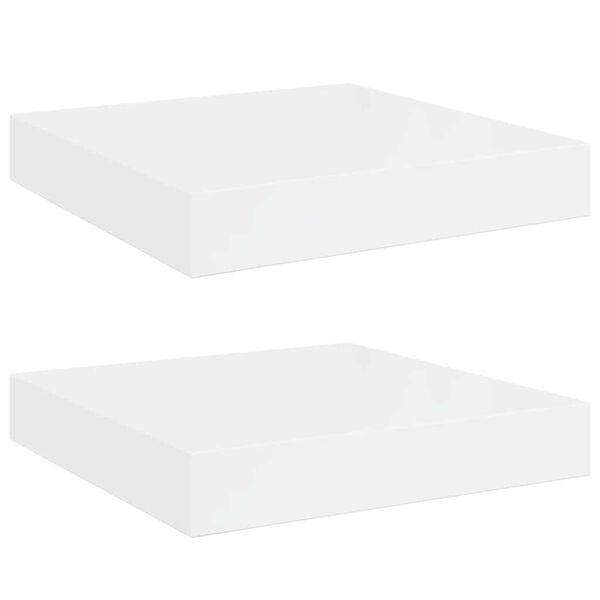 vidaXL Floating Wall Shelves 2 pcs High Gloss White 23x23.5x3.8 cm MDF