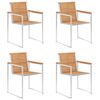 vidaXL Garden Chairs 4 pcs with Cuhsions Solid Teak Wood
