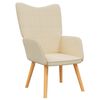 vidaXL Relaxing Chair with a Stool Cream Fabric