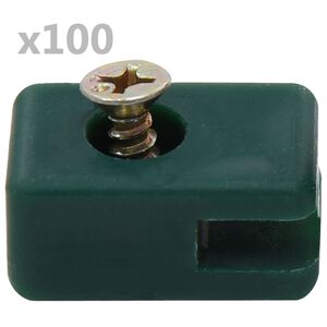 vidaXL Garden Fence Wire Holder with Screw 100 Sets Green