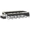 vidaXL 17 Piece Garden Dining Set with Cushions Black Poly Rattan