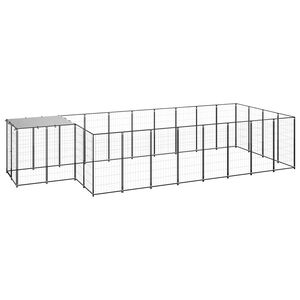 vidaXL Dog Kennel Black 10.89 m&sup2; Steel