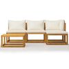vidaXL 5 Piece Garden Lounge Set with Cushion Cream Solid Acacia Wood