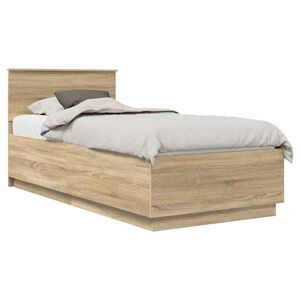vidaXL Bed Frame with Headboard Sonoma Oak 90 x 190 cm Engineered Wood