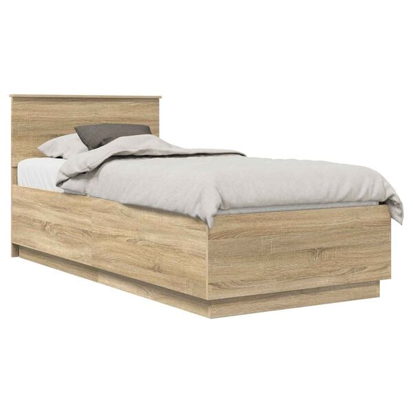 vidaXL Bed Frame with Headboard Sonoma Oak 90 x 190 cm Engineered Wood