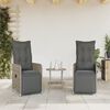 vidaXL Reclining Garden Chairs 2 pcs with Table Grey Poly Rattan