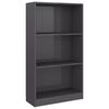 vidaXL 3-Tier Book Cabinet High Gloss Grey 60x24x109 cm Engineered Wood