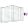 vidaXL Arched Gabion Baskets 8 pcs 200x50x120/140 cm Galvanised Iron