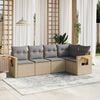 vidaXL 5 Piece Garden Sofa Set with Cushions Beige Poly Rattan