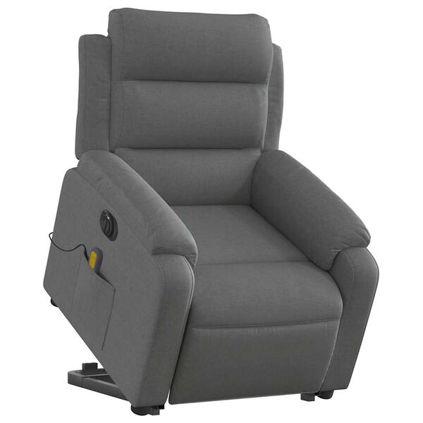 vidaXL Electric Stand up Massage Recliner Chair Dark Grey Fabric