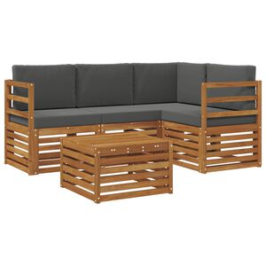 vidaXL Outdoor Sofa Set 5 pcs Natural and Anthracite Polyester