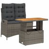 vidaXL 2 Piece Garden Dining Set with Cushions Grey Poly Rattan