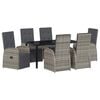 vidaXL Garden Dining Set with Cushion 7 pcs Grey Poly Rattan