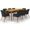 vidaXL 9 Piece Garden Dining Set Black