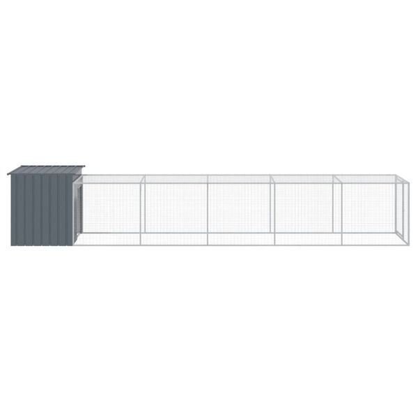 vidaXL Chicken Cage with Run Anthracite 110x609x110 cm Galvanised Steel