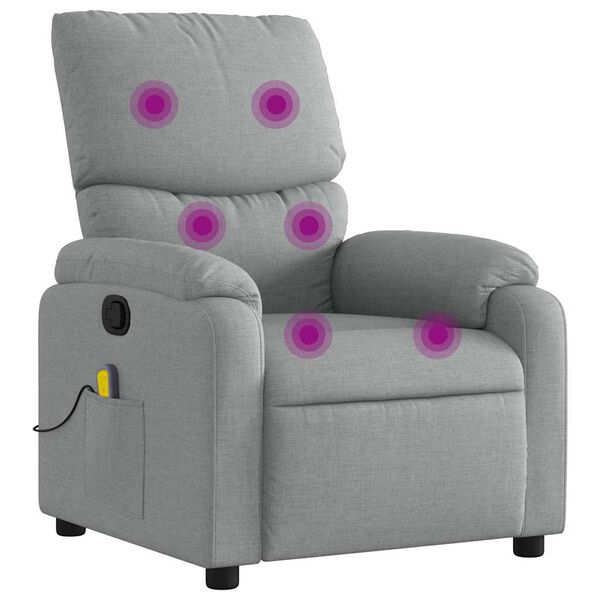 vidaXL Massage Recliner Chair Light Grey Fabric