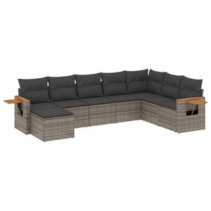 vidaXL 8 Piece Garden Sofa Set with Cushions Grey Poly Rattan