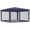 vidaXL Party Tent with 4 Mesh Sidewalls Blue 4x4 m HDPE