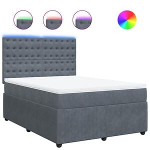 vidaXL Box Spring Bed with Mattress Dark Grey Double Velvet