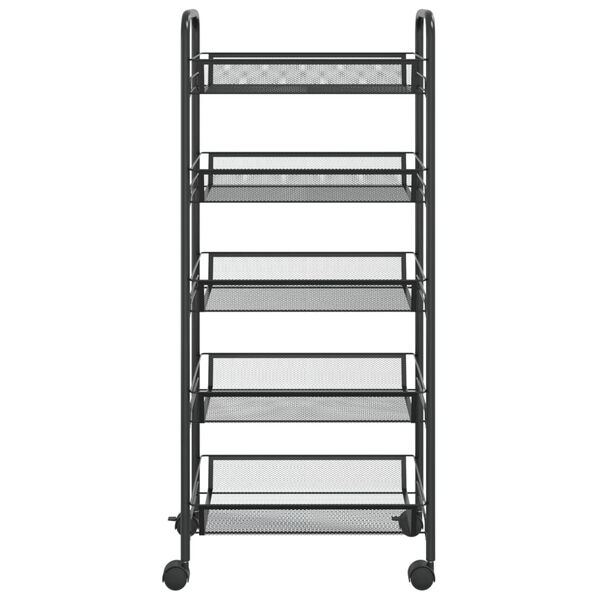 vidaXL 5-Tier Kitchen Trolley Black 46x26x105 cm Iron