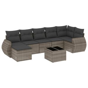 vidaXL 8 Piece Garden Sofa Set with Cushions Grey Poly Rattan