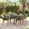vidaXL Garden Dining Set with Cushion 5 pcs Grey Poly Rattan