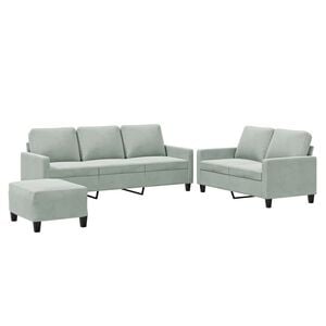 vidaXL 3 Piece Sofa Set with Cushions Light Grey Velvet