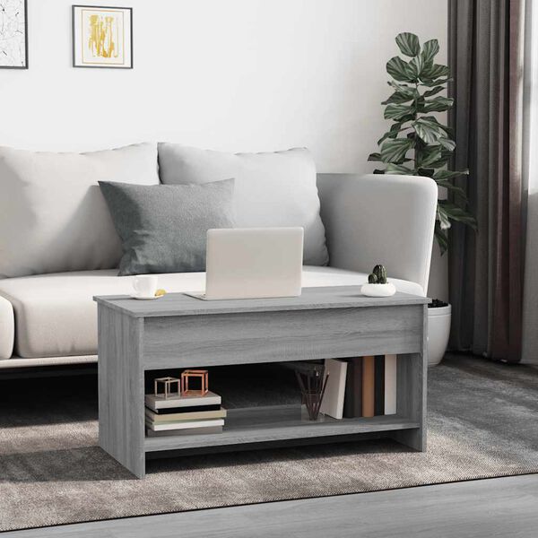vidaXL Coffee Table Grey Sonoma 102x50x52.5 cm Engineered Wood