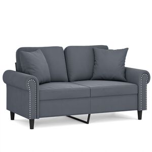 vidaXL 2-Seater Sofa with Throw Pillows Dark Grey 120 cm Velvet