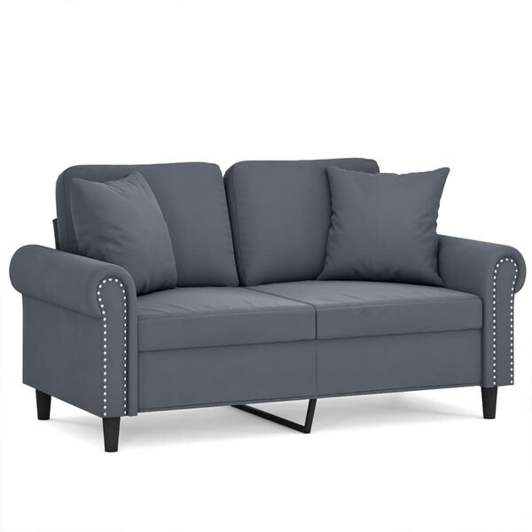 vidaXL 2-Seater Sofa with Throw Pillows Dark Grey 120 cm Velvet
