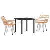 vidaXL Garden Dining Set 3 pcs Brown Powder-Coated Steel