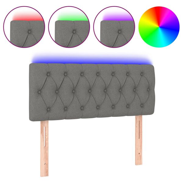 vidaXL LED Headboard Dark Grey 100 cm Fabric