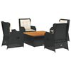 vidaXL 5 Piece Garden Lounge Set with Cushions Black Poly Rattan