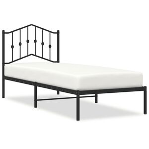 vidaXL Metal Bed Frame without Mattress with Headboard Black 90x190cm