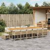vidaXL 17 Piece Garden Dining Set with Cushions Beige Poly Rattan