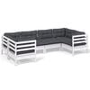 vidaXL 6 Piece Garden Lounge Set with Cushions White Pinewood