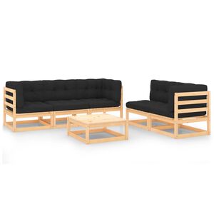 vidaXL 6 Piece Garden Lounge Set with Cushions Solid Wood Pine