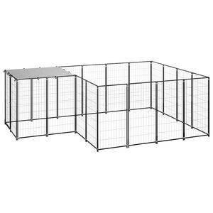 vidaXL Dog Kennel | Black and Silver Grey | Polyethylene, Powder-coated steel