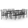 vidaXL Dining Set | Black | Glass | Large | Seats Many | Garden Dining Set
