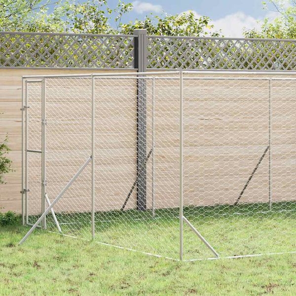 vidaXL Outdoor Dog Kennel Silver 4x16x2 m Galvanised Steel