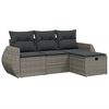vidaXL 4 Piece Garden Sofa Set with Cushions Grey Poly Rattan