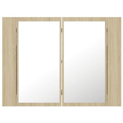vidaXL LED Bathroom Mirror Cabinet Sonoma Oak 60x12x45 cm